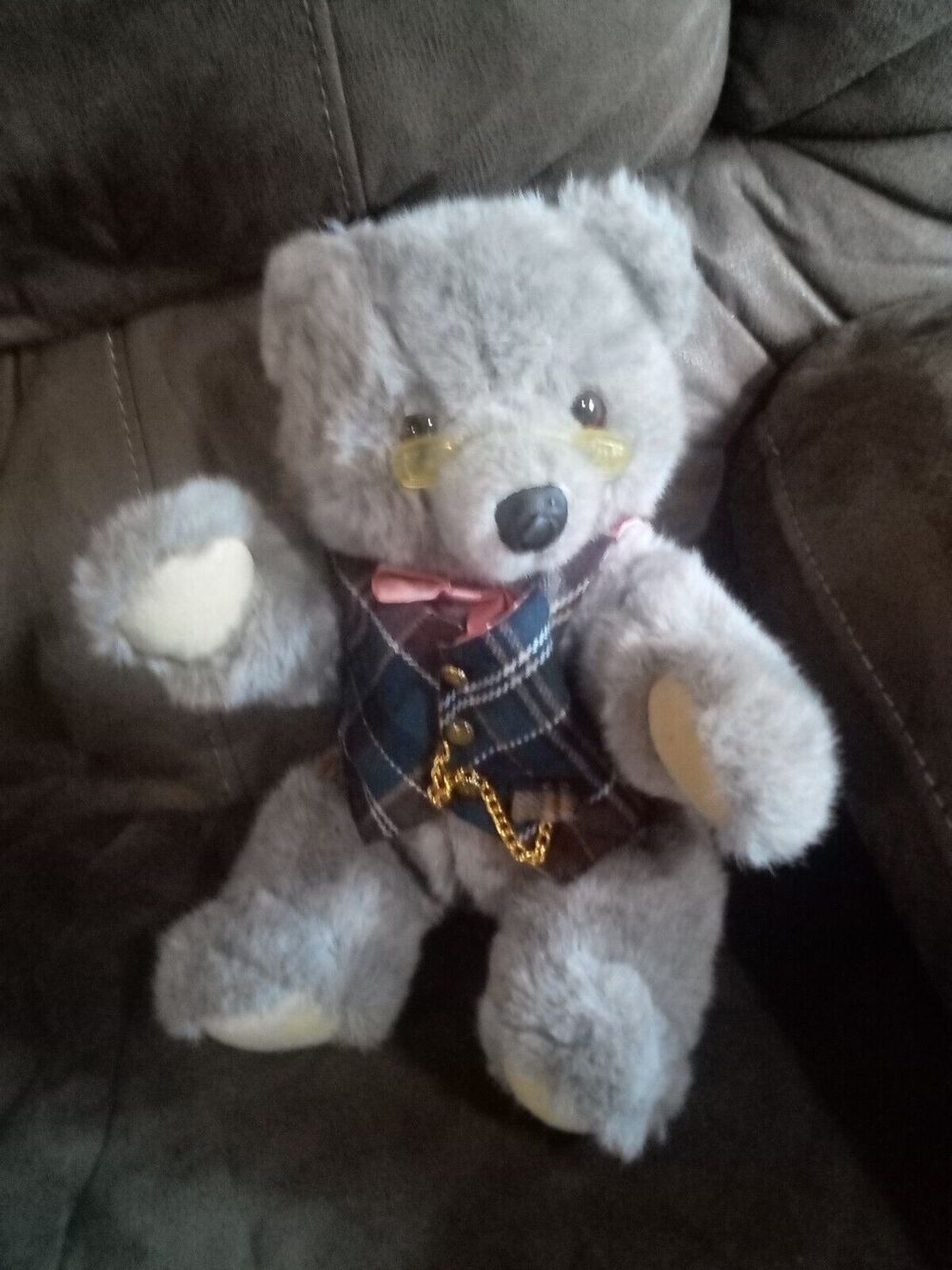 Applause Grandpa Sam Bear Plush 15" 1986 Vest Stuffed Animal W/Adjustable Limbs